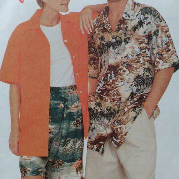 Vintage Shorts & Hawaiian Shirt Sewing Pattern UNCUT Unisex L-XL - Picture 3 of 10